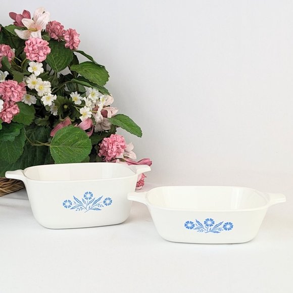 Vintage Corning Ware Cornflower Blue Petite Dish Set Cookware Oven Pans P41 P43 - Picture 1 of 9